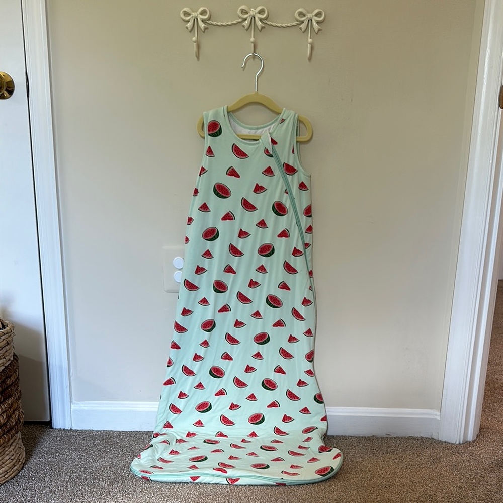 Kyte BABY Kids Watermelon Print Sleeveless Pajama Gown - Mint 1.0 tog XL